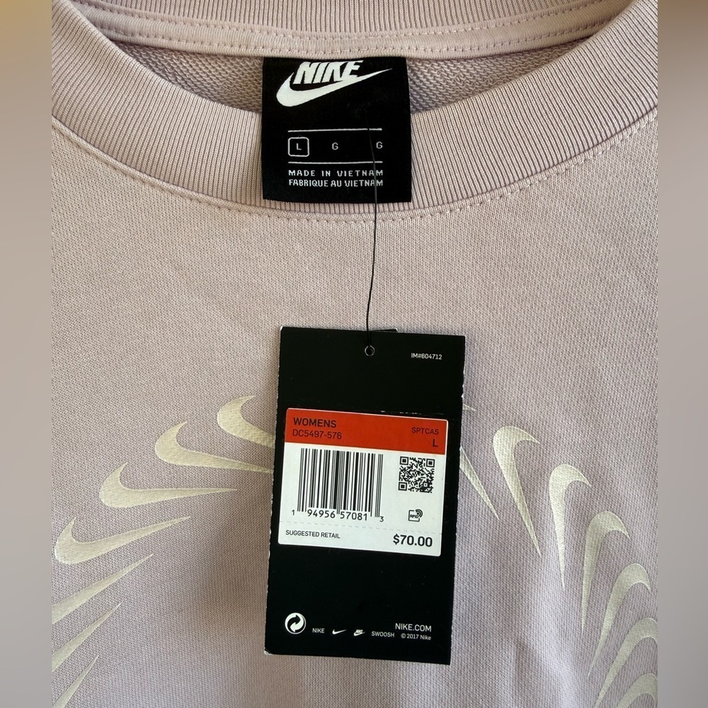Nike NWT Purple Raw Hem Oversized Fit Size Large Icon Clash Sweatshirt - Picture 3 of 4